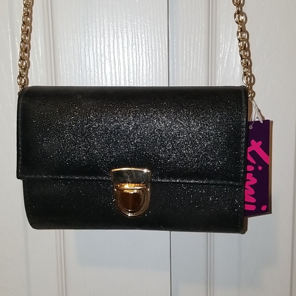 FIONI Clothing Bags Last Chance Nwt Fioni Black Glitter Clutch With